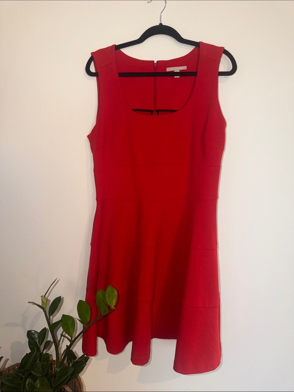 Banana Republic Crimson Scoop Neck Fit-and-Flare Midi Dress